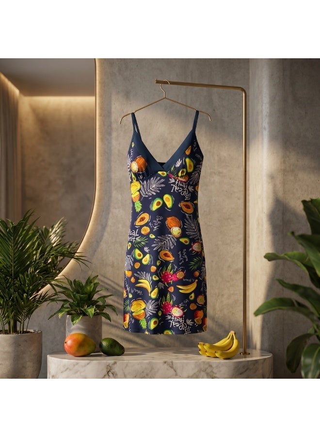 Women's Avocado Print Nightdress - Cotton Lycra Sleepwear & Loungewear Dress | Soft & Breathable | Made in Turkey - Image 2