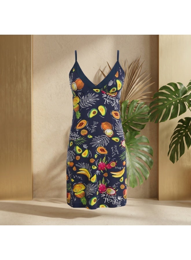 Women's Avocado Print Nightdress - Cotton Lycra Sleepwear & Loungewear Dress | Soft & Breathable | Made in Turkey - Image 3