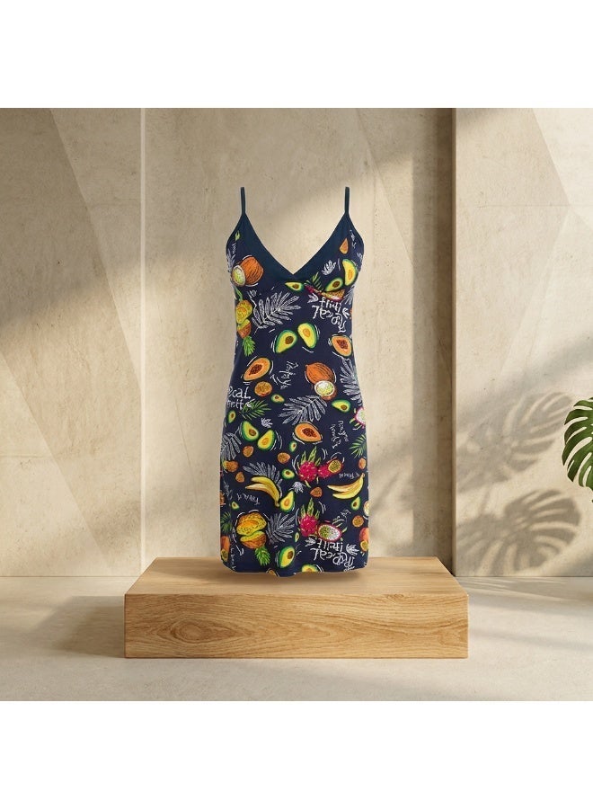 Women's Avocado Print Nightdress - Cotton Lycra Sleepwear & Loungewear Dress | Soft & Breathable | Made in Turkey - Image 4