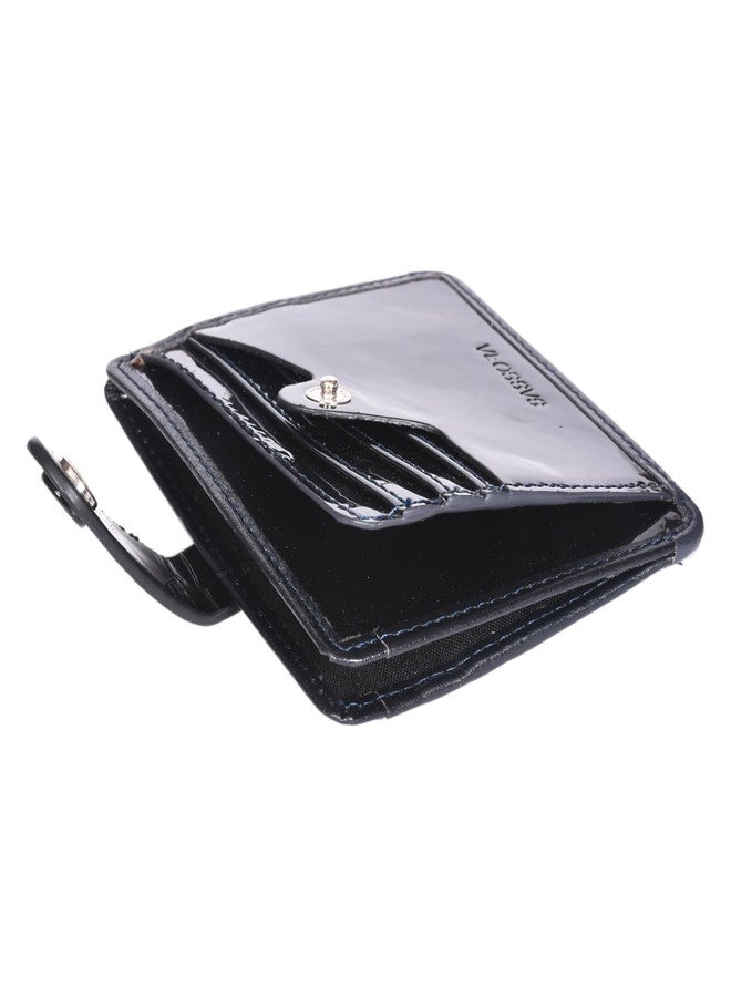 Sassora Patent Leather Slim, Secure & Stylish RFID Card Holder (Blue) - Image 2