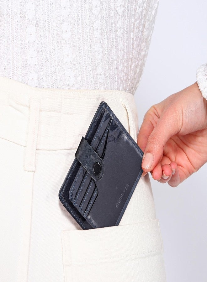 Sassora Patent Leather Slim, Secure & Stylish RFID Card Holder (Blue) - Image 4