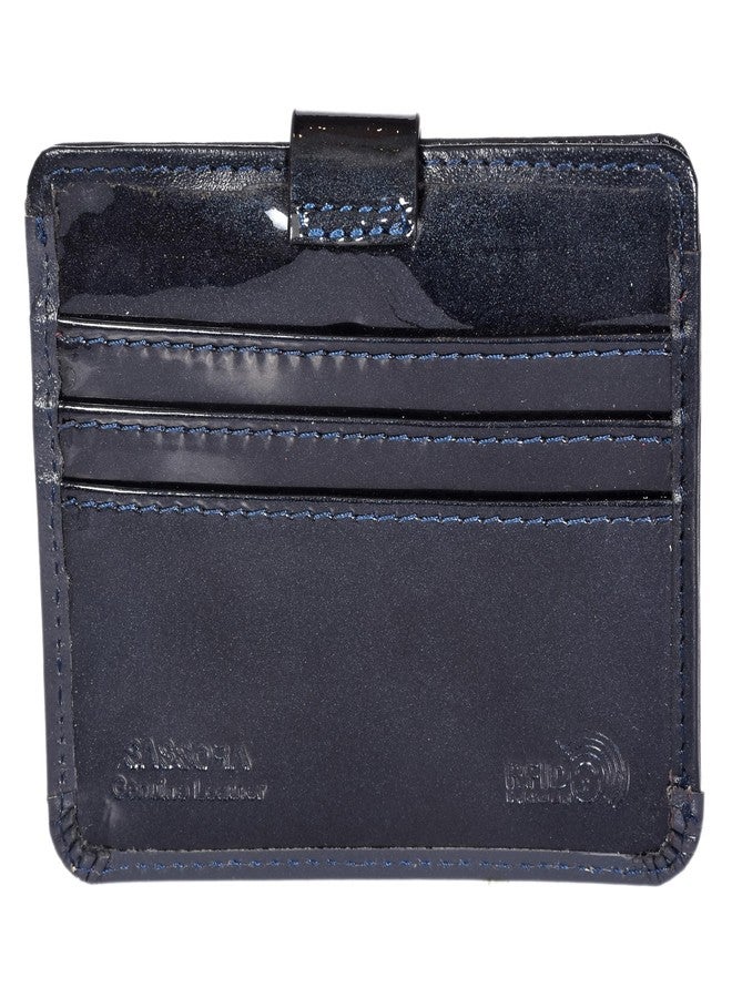 Sassora Patent Leather Slim, Secure & Stylish RFID Card Holder (Blue) - Image 5