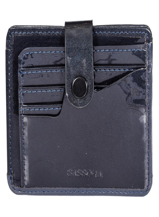 Sassora Patent Leather Slim, Secure & Stylish RFID Card Holder (Blue) - Image 1