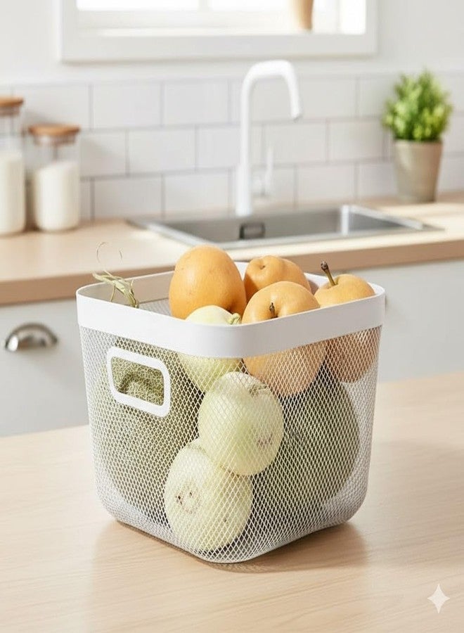 BLISSBORN Multipurpose White Mesh Storage Container - Ideal for Kitchen, Pantry, Bathroom, Office Organization - Image 3