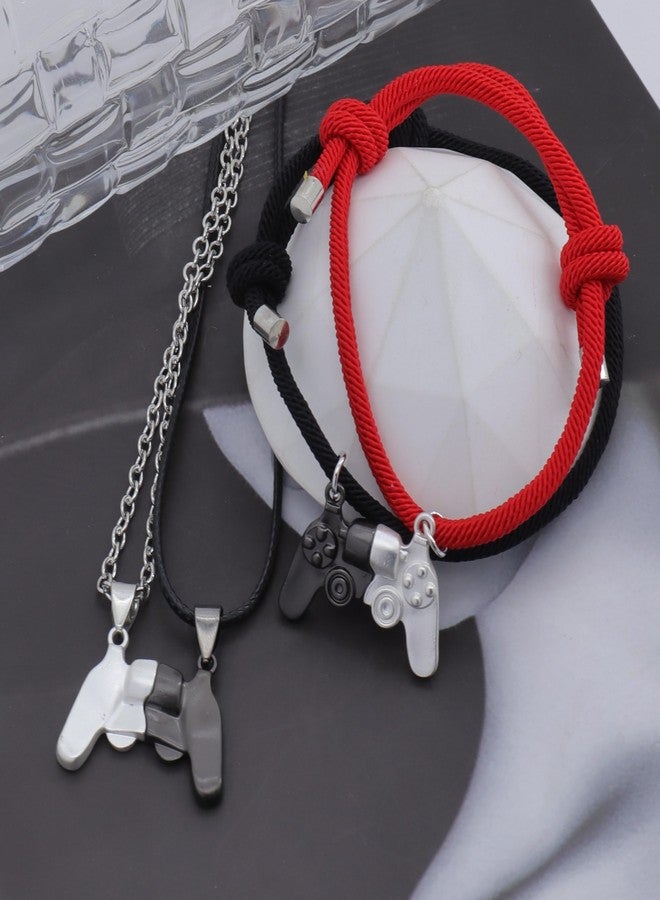 FUTIMELY Game Controller Necklace Bracelet for Couples,Matching Game Necklace for Him and Her Lovers BFF Necklace Best Friend Necklaces,Friendship Necklaces (Black+Silver) - Image 3