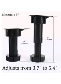 Redwud Redwud Kitchen Bedroom Plastic Adjustable Cabinet Legs Foot Black 4 Pieces  - Image 4