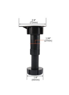 Redwud Redwud Kitchen Bedroom Plastic Adjustable Cabinet Legs Foot Black 4 Pieces  - Image 2