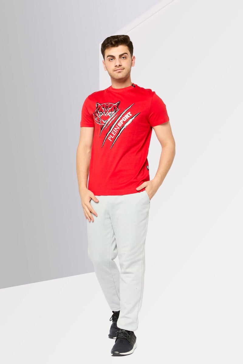 Plein Sport Men Sportswear Fit Short Sleeve Outdoor T-Shirt, Red  - Image 2