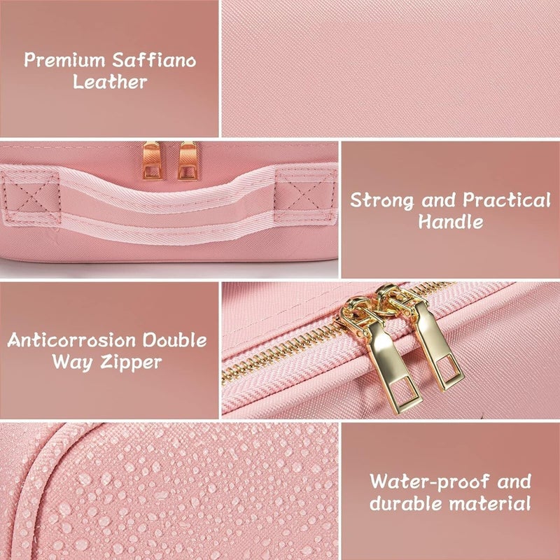 POPSHY POPSHY LED Mirror Makeup Organizer Travel Makeup Case with 3 Color Lighted Setting and 10x Magnifying Mirror Portable Vanity Bag with Adjustable Dividers Makeup Sponge Included Multi Colour  - Image 5