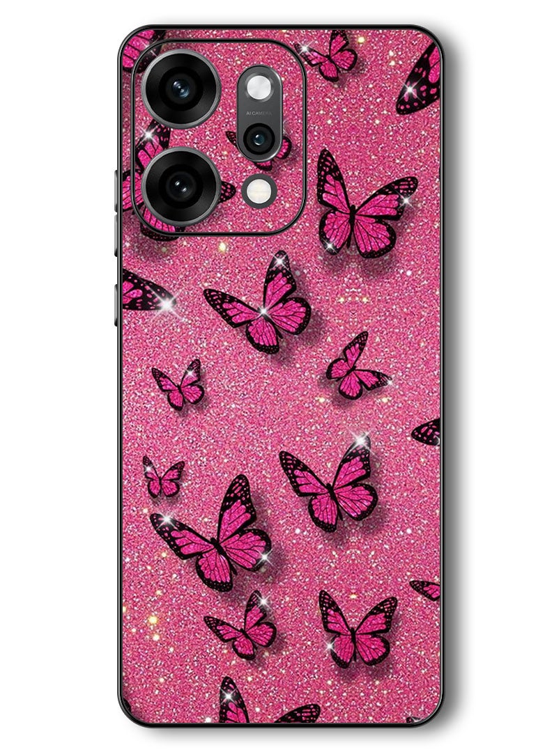 Theodor Case Compatible with Oppo Reno 14 Pro 6.83 Inch Protection Shockproof Bumper Cover Pink Butterflies - Image 1