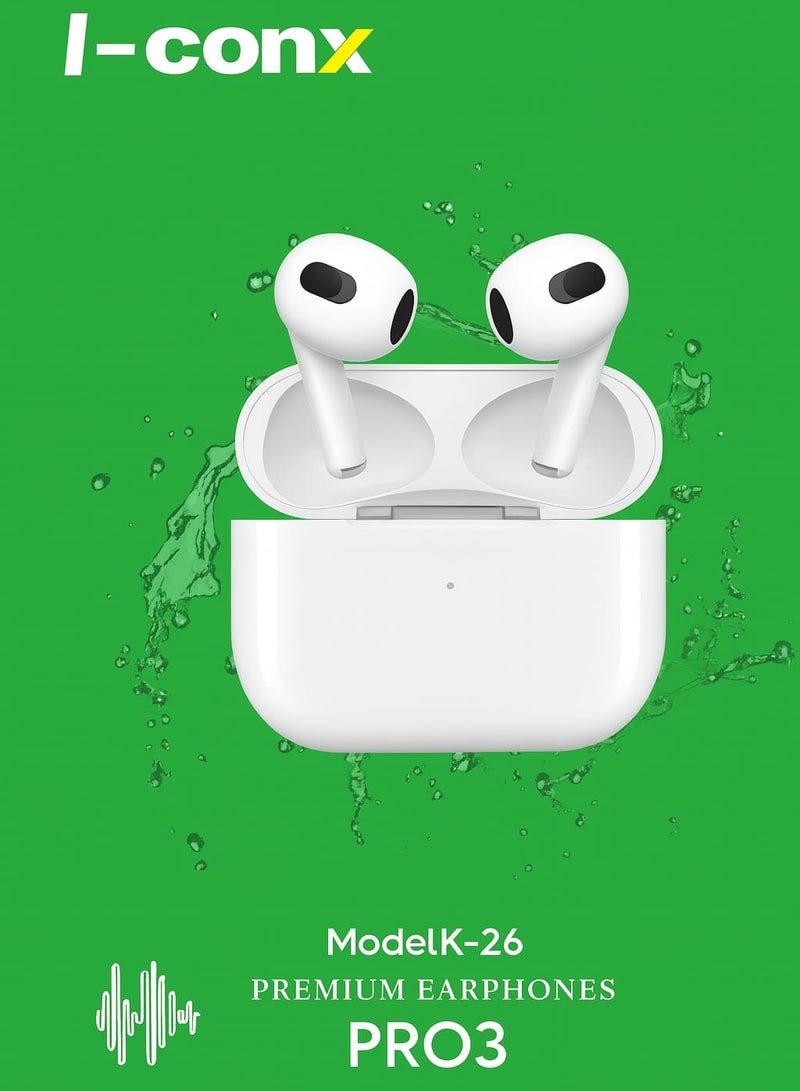 اي-كونكس سماعات بلوتوث I-conx K-26 PRO3 – سماعات لاسلكية – سماعات أذن لاسلكية ستيريو – عزل ضوضاء – بطارية قوية – شحن Type-C – للمكالمات والموسيقى - Image 2