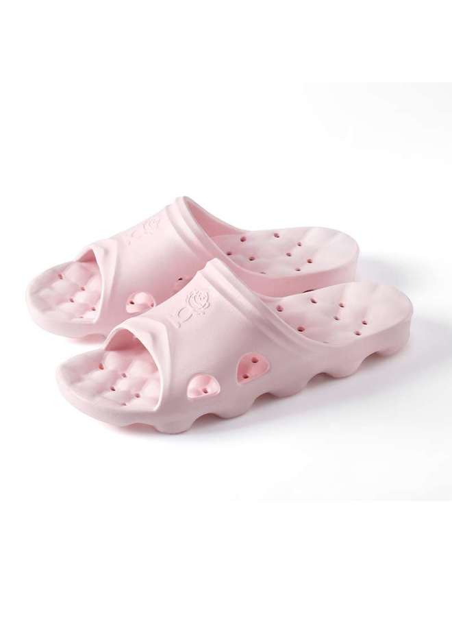 Baihou Side-draining Non-slip Massage Hollow Slippers For Men And Women, Couples, Students, Bathroom, Breathable Sandals, Pink, Size 40-41 - Image 3