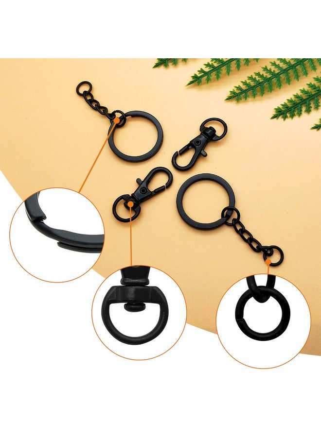Oubaka 150Pcs Black Swivel Snap Hook Set Swivel Clasp Keychain Hook Lobster Clasp Split Key Rings With Chain And Jump Rings Bulk For Keychain Lanyard Jewelry Diy Crafts Supplies - Image 4