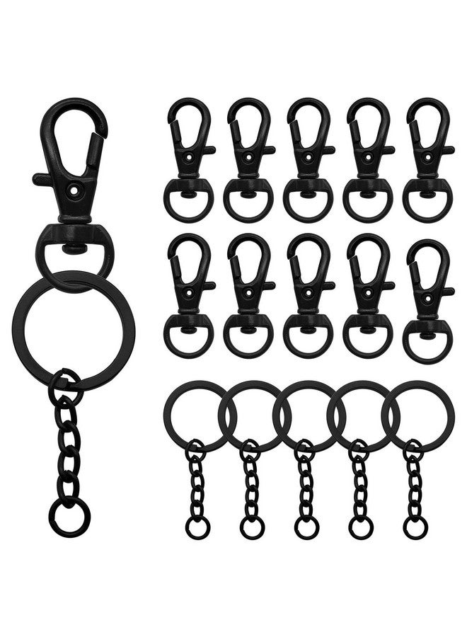 Oubaka 150Pcs Black Swivel Snap Hook Set Swivel Clasp Keychain Hook Lobster Clasp Split Key Rings With Chain And Jump Rings Bulk For Keychain Lanyard Jewelry Diy Crafts Supplies - Image 1