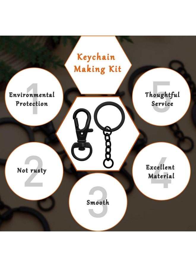 Oubaka 150Pcs Black Swivel Snap Hook Set Swivel Clasp Keychain Hook Lobster Clasp Split Key Rings With Chain And Jump Rings Bulk For Keychain Lanyard Jewelry Diy Crafts Supplies - Image 3