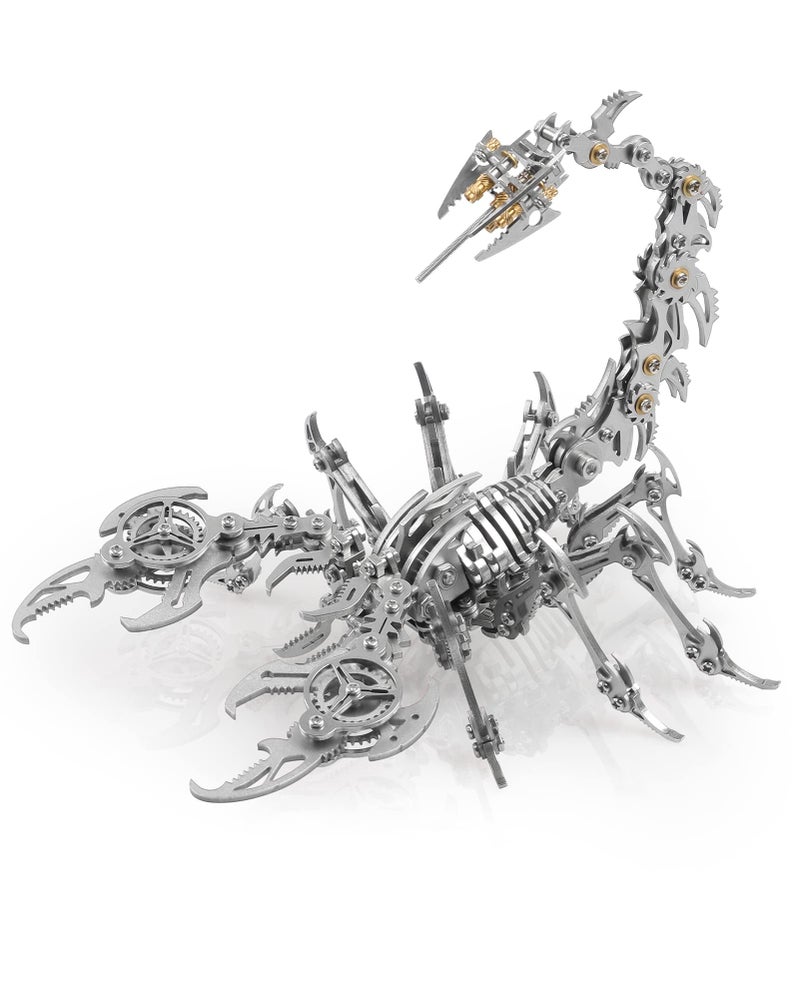 Metalkitor Scorpion 3D Metal Puzzles Kits for Adults Teens 454 Pcs Mechanical Assembly Models 4 Hours to Build Ideal for Gifts and Decorations Silver - Image 3