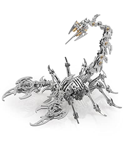Metalkitor Scorpion 3D Metal Puzzles Kits for Adults Teens 454 Pcs Mechanical Assembly Models 4 Hours to Build Ideal for Gifts and Decorations Silver - Image 1