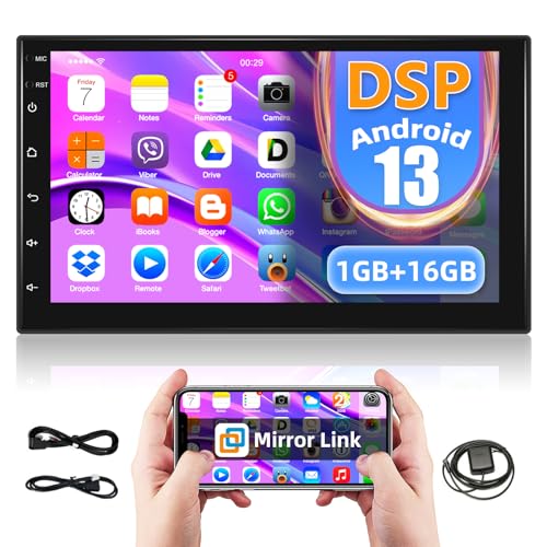 Podofo استريو سيارة 2Din أندرويد 13.0، راديو سيارة مزدوج دين بشاشة تعمل باللمس 7 بوصة مع بلوتوث/GPS/رابط مرآة/SWC/WiFi + كاميرا خلفية AHD - Image 1