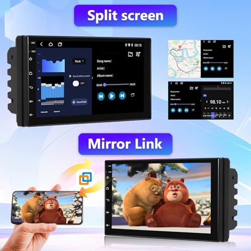 Podofo استريو سيارة 2Din أندرويد 13.0، راديو سيارة مزدوج دين بشاشة تعمل باللمس 7 بوصة مع بلوتوث/GPS/رابط مرآة/SWC/WiFi + كاميرا خلفية AHD - Image 3