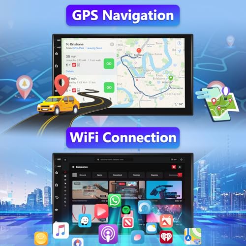 Podofo استريو سيارة 2Din أندرويد 13.0، راديو سيارة مزدوج دين بشاشة تعمل باللمس 7 بوصة مع بلوتوث/GPS/رابط مرآة/SWC/WiFi + كاميرا خلفية AHD - Image 4