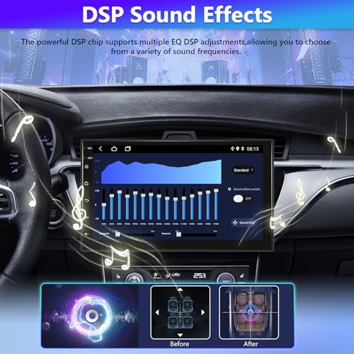 Podofo استريو سيارة 2Din أندرويد 13.0، راديو سيارة مزدوج دين بشاشة تعمل باللمس 7 بوصة مع بلوتوث/GPS/رابط مرآة/SWC/WiFi + كاميرا خلفية AHD - Image 2