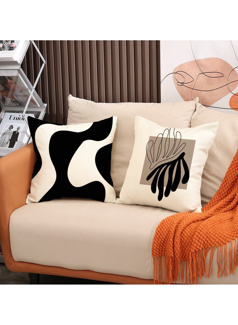 4Pcs Black u0026 White Geometric Print Pillow Covers, Home Decor Cushion Cases for Sofa, Office Nap Pillowcases - Image 4