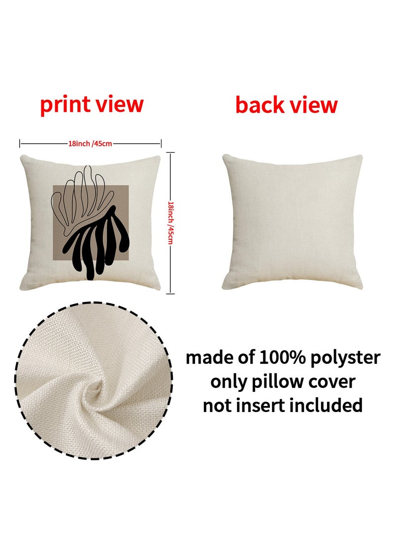 4Pcs Black u0026 White Geometric Print Pillow Covers, Home Decor Cushion Cases for Sofa, Office Nap Pillowcases - Image 3