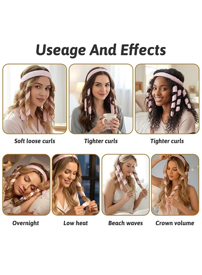 Pink Eight Claw Heatless Curling Headband, Removable Adjustable Overnight No Heat Hair Curler for Long Hair Women Gift - Image 3