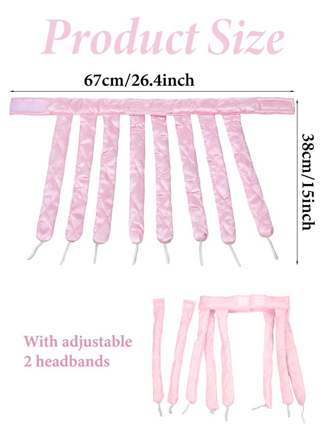 Pink Eight Claw Heatless Curling Headband, Removable Adjustable Overnight No Heat Hair Curler for Long Hair Women Gift - Image 2
