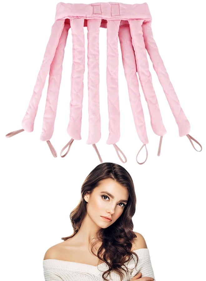Pink Eight Claw Heatless Curling Headband, Removable Adjustable Overnight No Heat Hair Curler for Long Hair Women Gift - Image 1