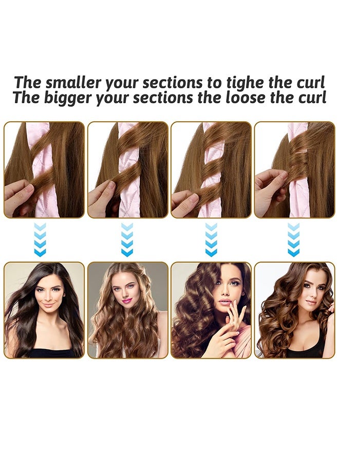 Pink Eight Claw Heatless Curling Headband, Removable Adjustable Overnight No Heat Hair Curler for Long Hair Women Gift - Image 5
