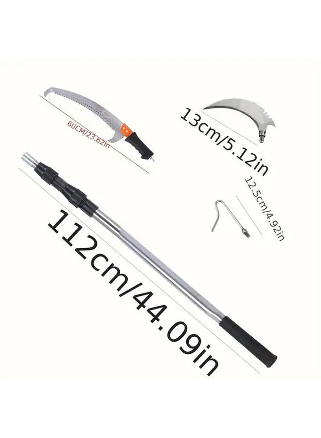 Telescopic Tree Pruning Saw With Hook Curved Blade Extendable Pole 3m Heavy Duty Manual - Image 1
