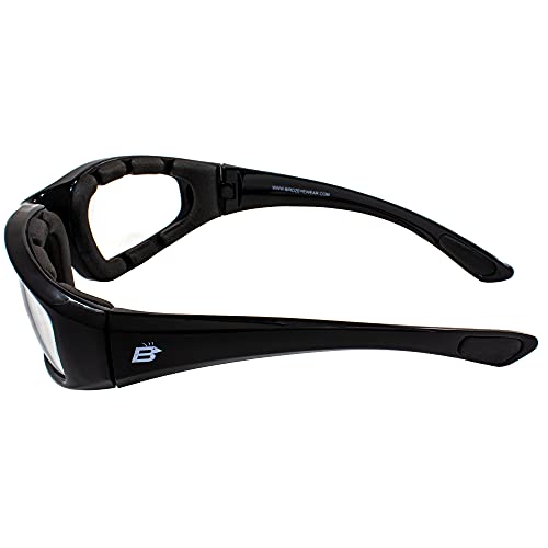 Birdz Eyewear Oriole Padded Motorcycle Glasses (Black Frame/Clear Lens) - Image 4