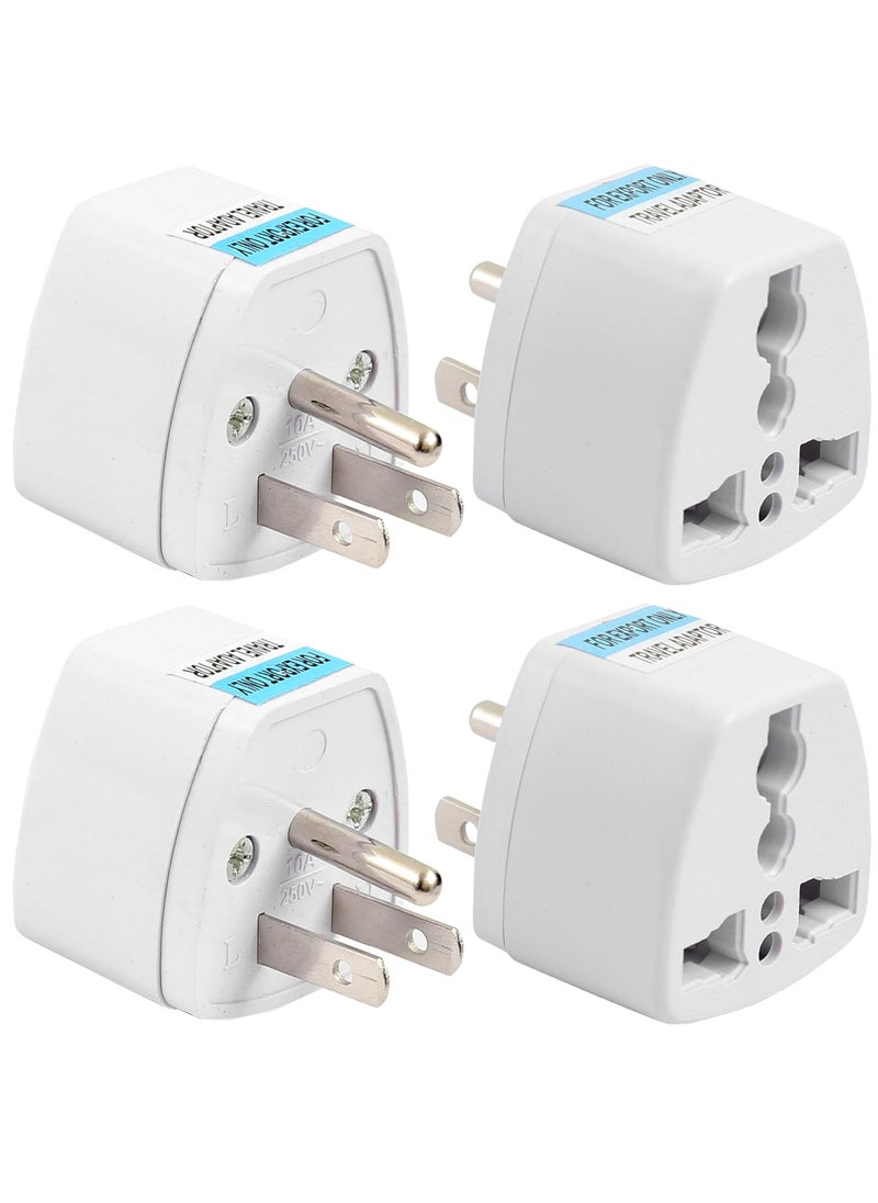HI PLASST PINS N PLUGS HiPlasst India to USA Type B Plug Adapter Pack of 4 Universal Travel Adapter for US Canada Mexico Japan Thailand Converter for Indian Plugs for Laptop Camera Chargers 10A 250V  - Image 1