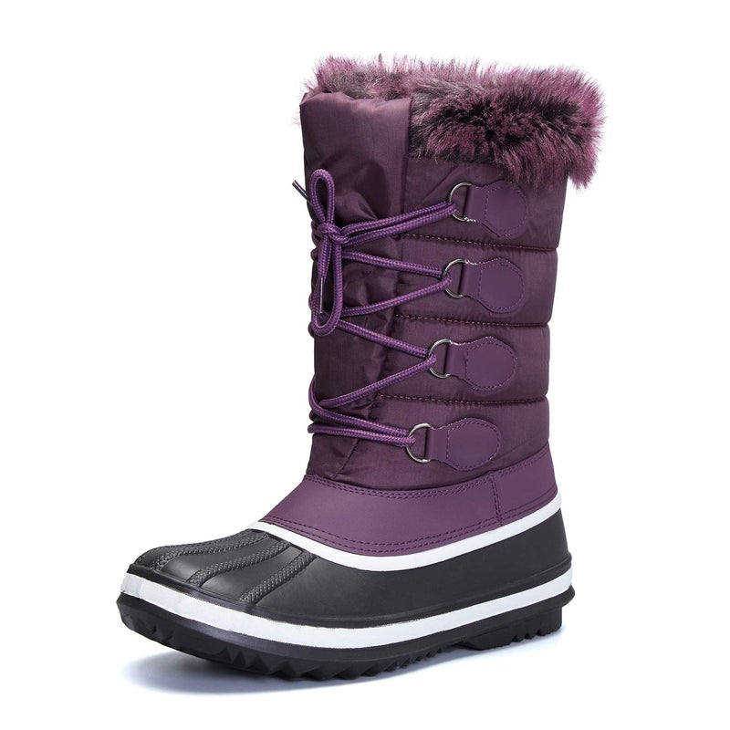 mysoft Women's Waterproof Winter Boots, Warm Insulated Snow Boots for Outdoor Purple 7 - Image 1