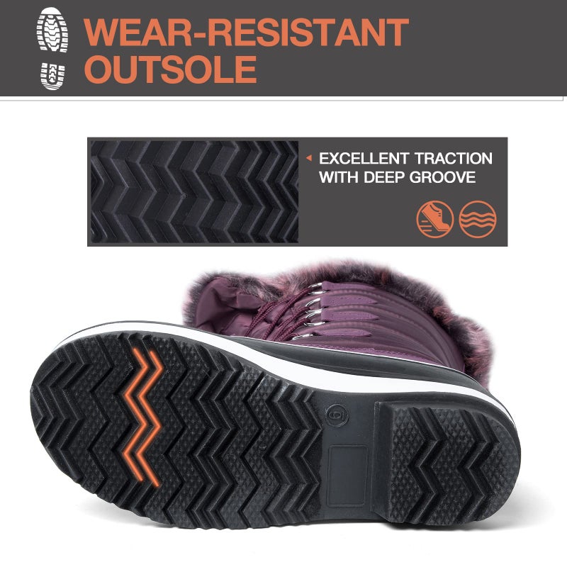 mysoft Women's Waterproof Winter Boots, Warm Insulated Snow Boots for Outdoor Purple 7 - Image 5