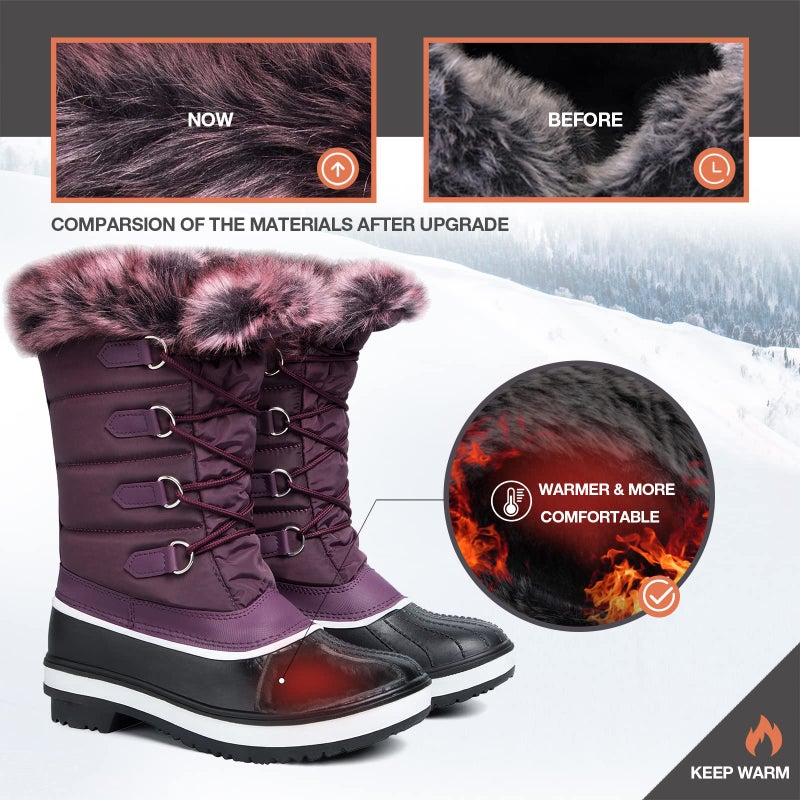 mysoft Women's Waterproof Winter Boots, Warm Insulated Snow Boots for Outdoor Purple 7 - Image 2