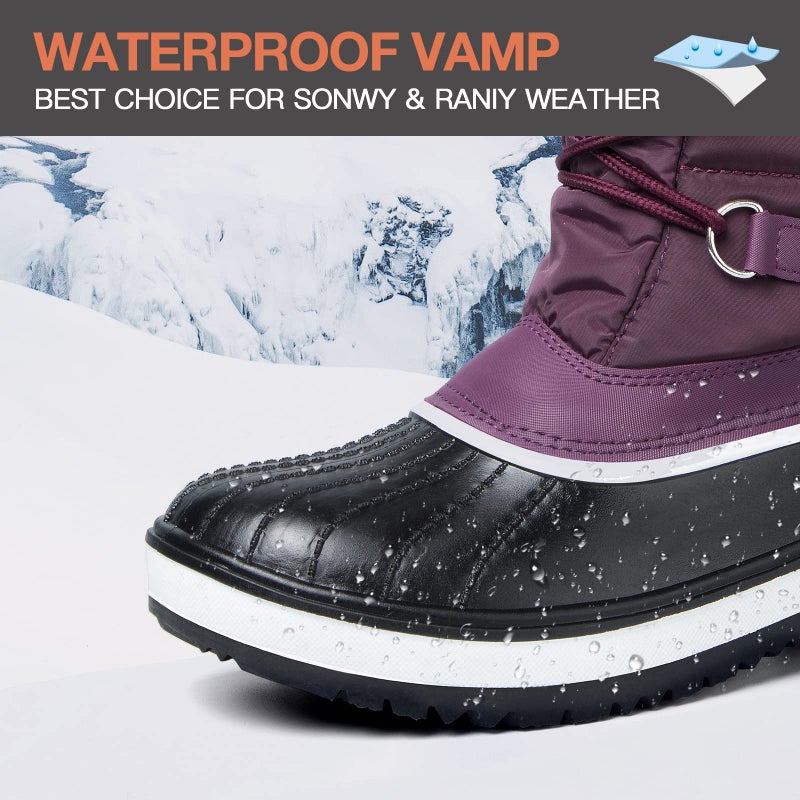 mysoft Women's Waterproof Winter Boots, Warm Insulated Snow Boots for Outdoor Purple 7 - Image 4