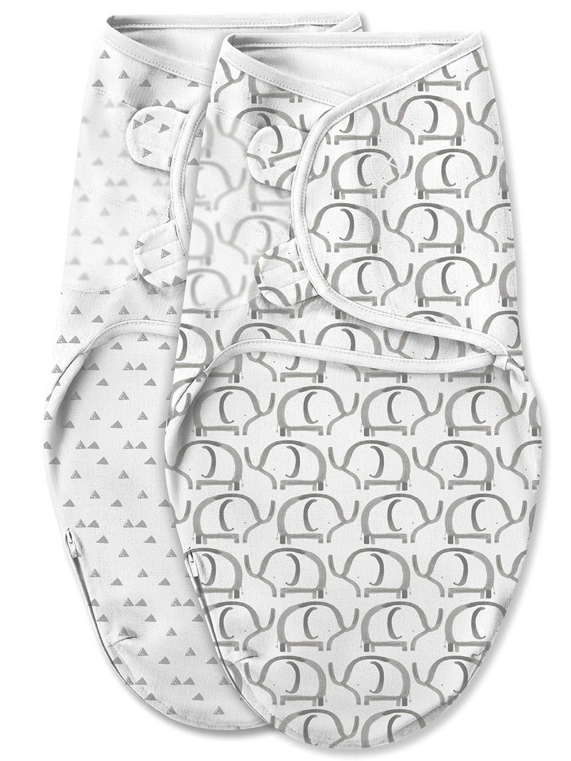 SwaddleMe Luxe Easy Change Swaddle, Ellie Elephant/Triangle Grey, Small/Medium (0-3 Months) - Image 1