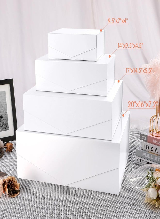 صندوق هدايا كبير جدًا من جينغوان، مقاس 19.2 × 15.8 × 7 بوصات، مزود بغطاء، صندوق اقتراح وصيفة العروس بإغلاق مغناطيسي، صندوق هدايا عملاق للملابس والهدايا الكبيرة (أبيض لامع) - Image 4