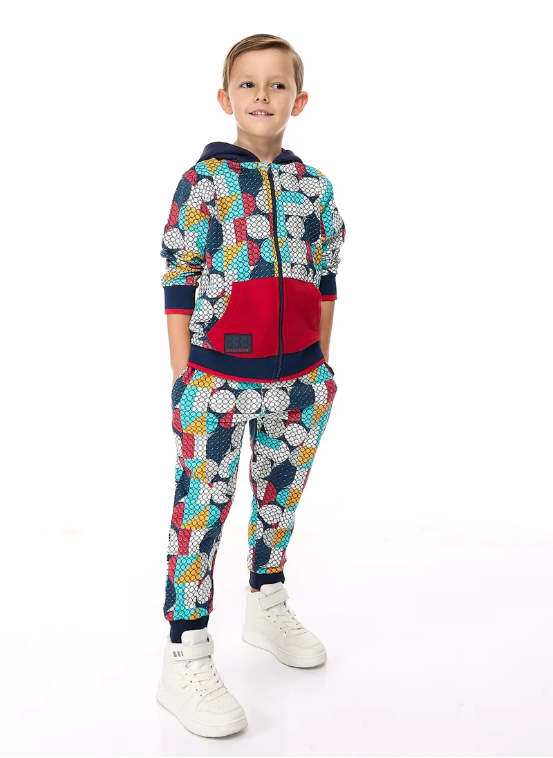 victor and jane Boys' 2-Piece Printed Fullzipper Hoodie and Jogger Set  (2 -8 yrs) Multi