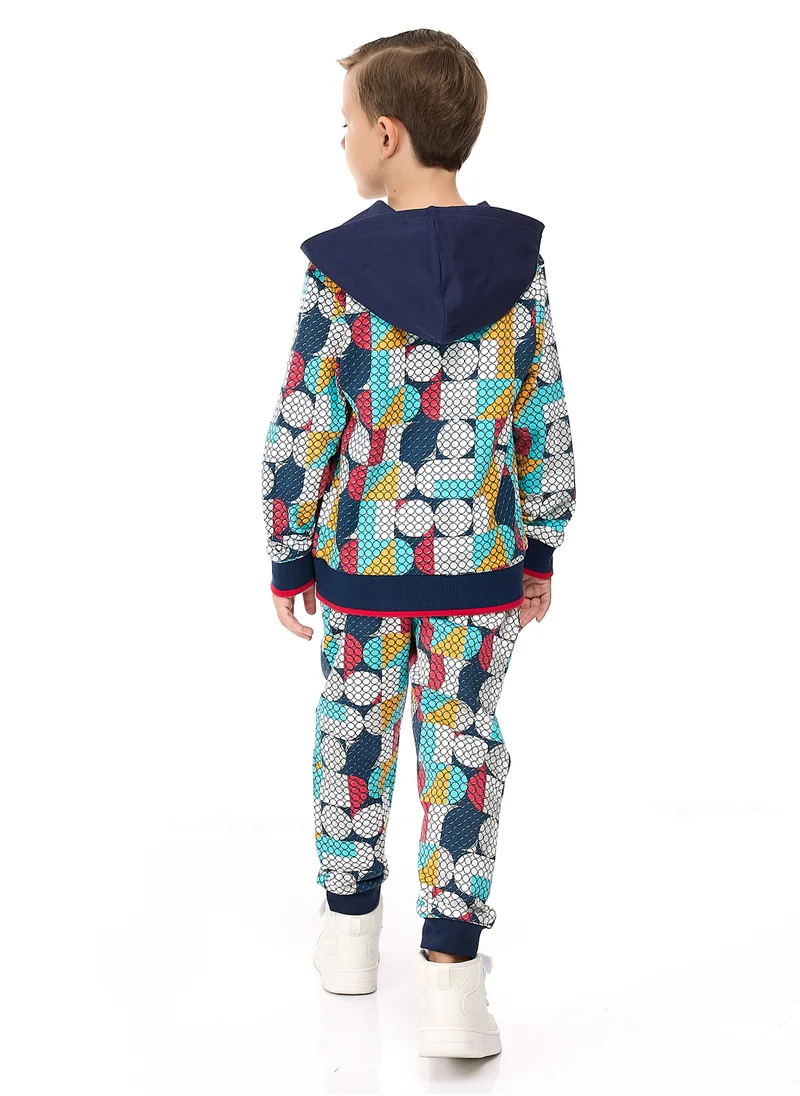 victor and jane Boys' 2-Piece Printed Fullzipper Hoodie and Jogger Set  (2 -8 yrs) Multi