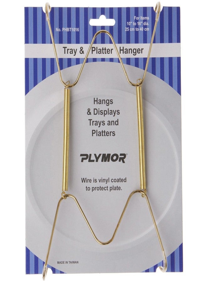 Plymor Gold Finish Wall Mountable Tray and Platter Hanger, 8.25" H x 4.75" W x 0.875" D (for Trays or Platters 10" - 16"), Pack of 3 - Image 1