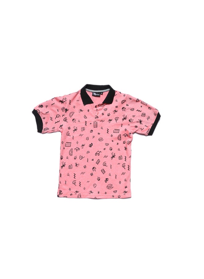 Andora - Regular Fit Buttoned Boys Polo Shirt - Coral - Image 1