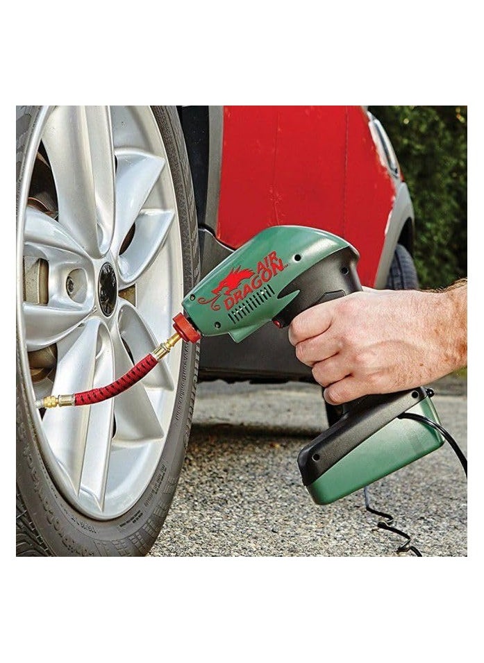 AIR DRAGON - Portable air compressor, Tire Inflator for Car, Motorcycle Bike, Balls, air bed, quick inflation, durable build with digital gauge display and LED light, versatile use. - Image 1
