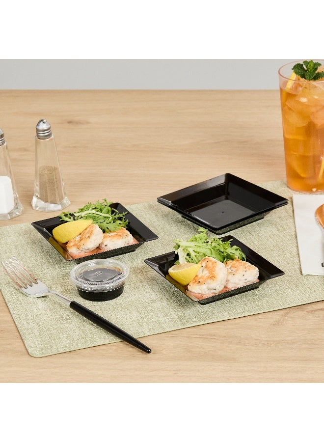 Restaurantware 4.3 x 4.3 Inch Appetizer Plates, 100 Disposable Square Plastic Plates - Durable, Stylish, Black Plastic Hors D'oeuvre Serving Plates, For Desserts Or Appetizers At Parties - Image 4