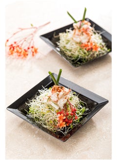 Restaurantware Restaurantware-4.3 x 4.3 Inch Appetizer Plates, 100 Disposable Square Plastic Plates - Durable, Stylish, Black Plastic Hors D'oeuvre Serving Plates, For Desserts Or Appetizers At Parties  - Image 3