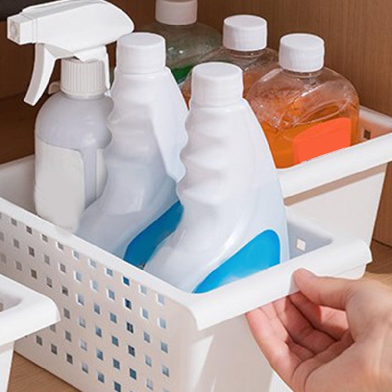 Gonetre Shelf Baskets Storage Basket for Expandable Rod Under Sink Organizer PP Plastic Hanging Basket for Closet Wardrobe Kitchen 30*16*8CM Storage supplies - Image 5