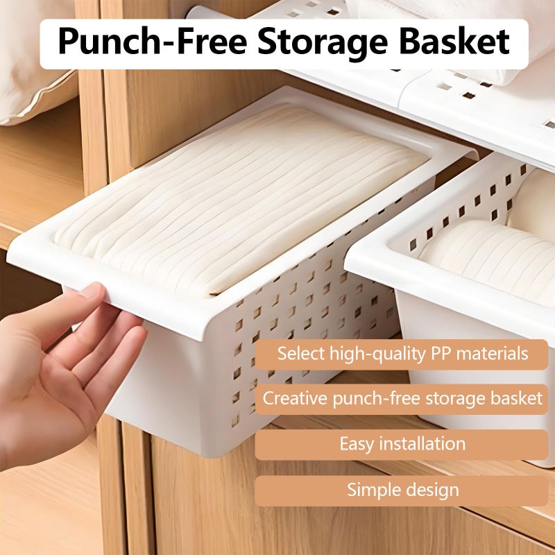 Gonetre Shelf Baskets Storage Basket for Expandable Rod Under Sink Organizer PP Plastic Hanging Basket for Closet Wardrobe Kitchen 30*16*8CM Storage supplies - Image 2