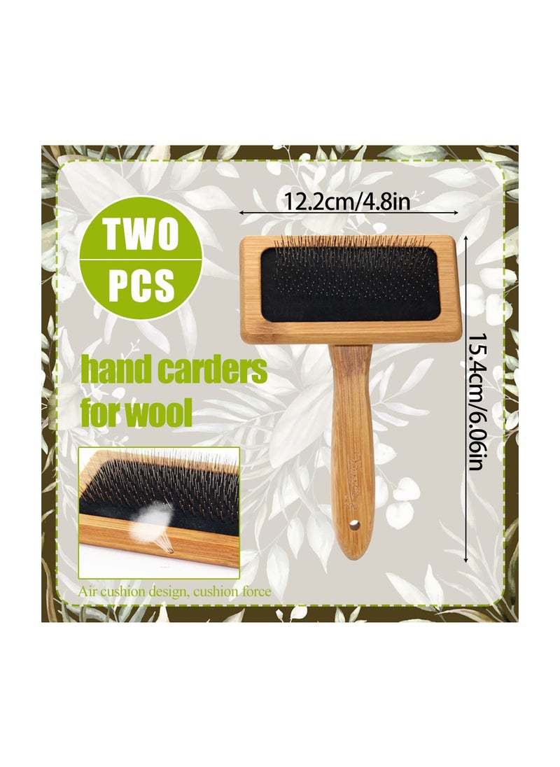 SYOSI - 2 PCS Hand Carders for Wool, Wool Carders Set Needle Felting Tools Solid Wood Handles Slicker Brush for Dogs Grooming , Carding Brushes Craft Tool Essentials for Needle Felting Wool - Image 1